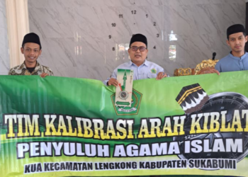 Penyuluh KUA Lengkong Laksanakan Kalibrasi Arah Kiblat di Masjid Birrul Walidain